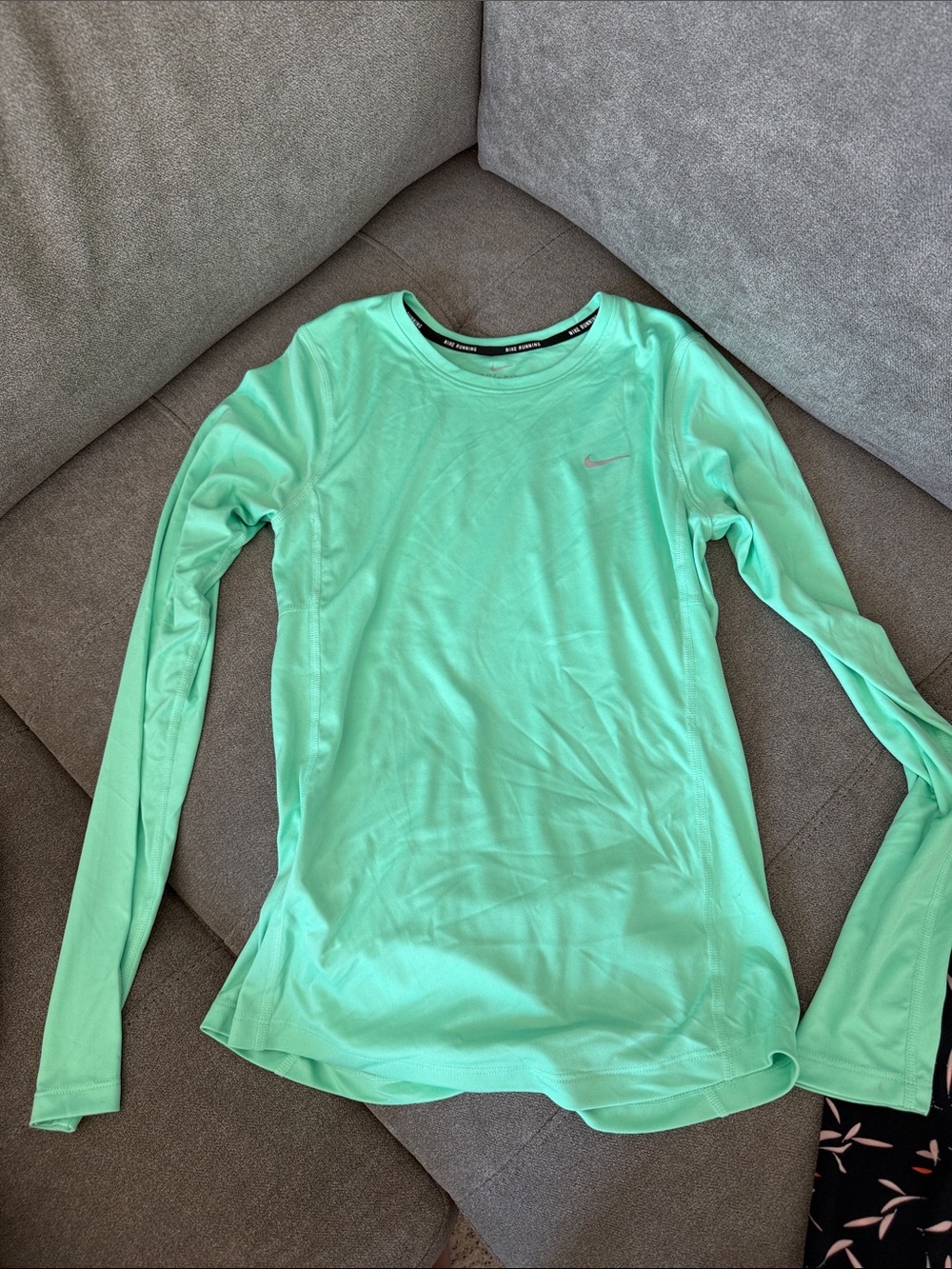 Nike Running Dri-Fit Mint Green Long Sleeve Athletic Tee